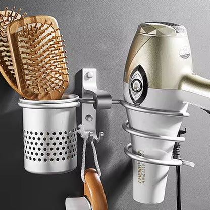 Hair Dryer Holder with Basket Shelves