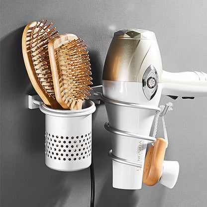 Hair Dryer Holder with Basket Shelves