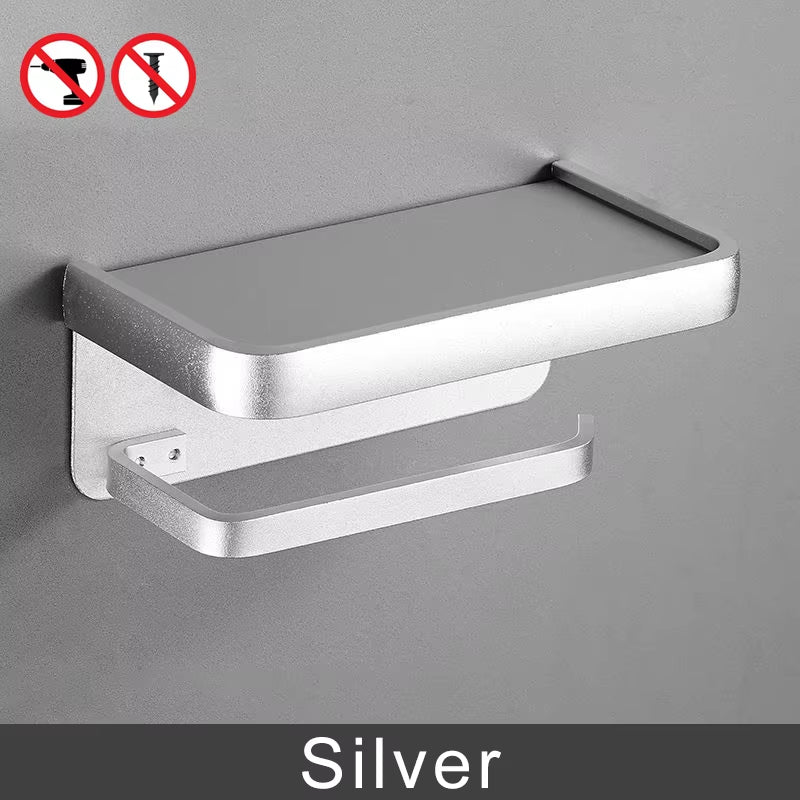 Punch-Free Bathroom Toilet Paper Holder Self-Adhesive 