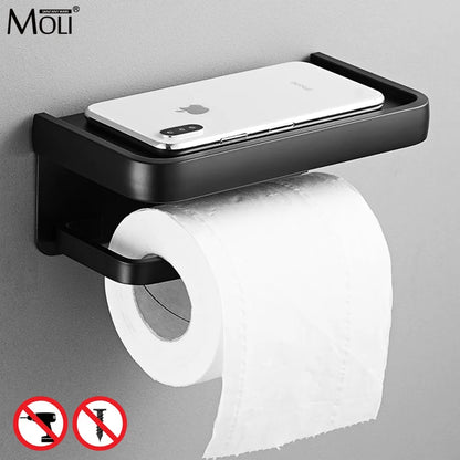 Punch-Free Bathroom Toilet Paper Holder Self-Adhesive 