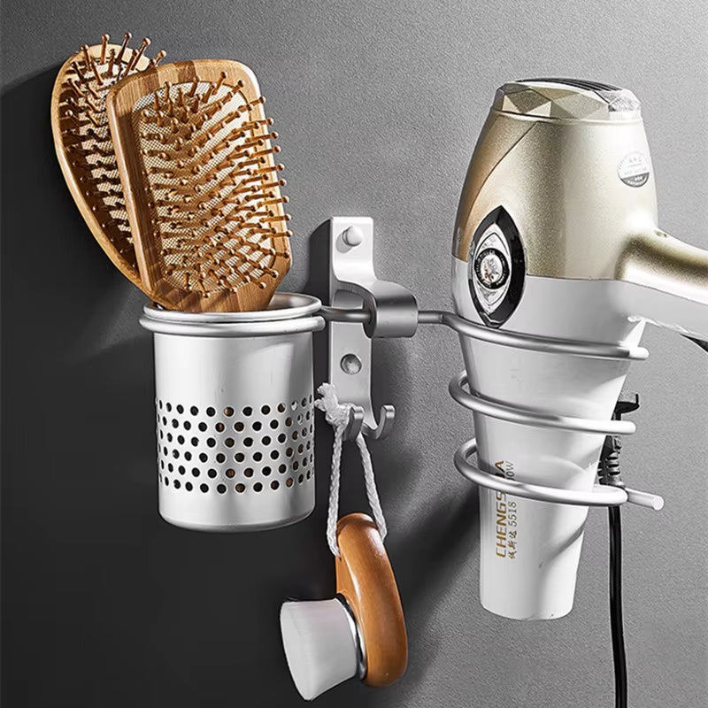 Hair Dryer Holder with Basket Shelves