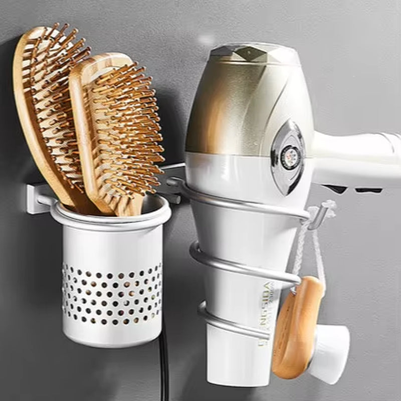 Hair Dryer Holder with Basket Shelves